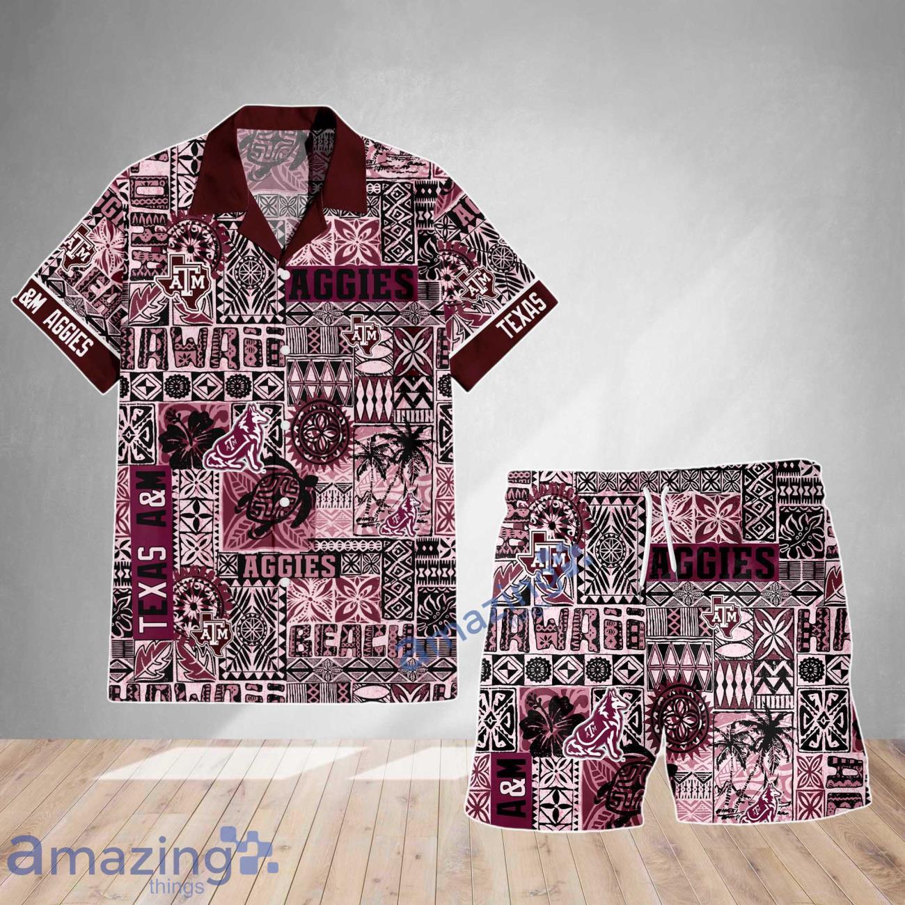 Texas A&M Aggies Logo Team Hawaiian Shirt & Short New Design Summer Gift For Fans image Texas A&M Aggies Logo Team Hawaiian Shirt & Short New Design Summer Gift For Fans Product Photo 2