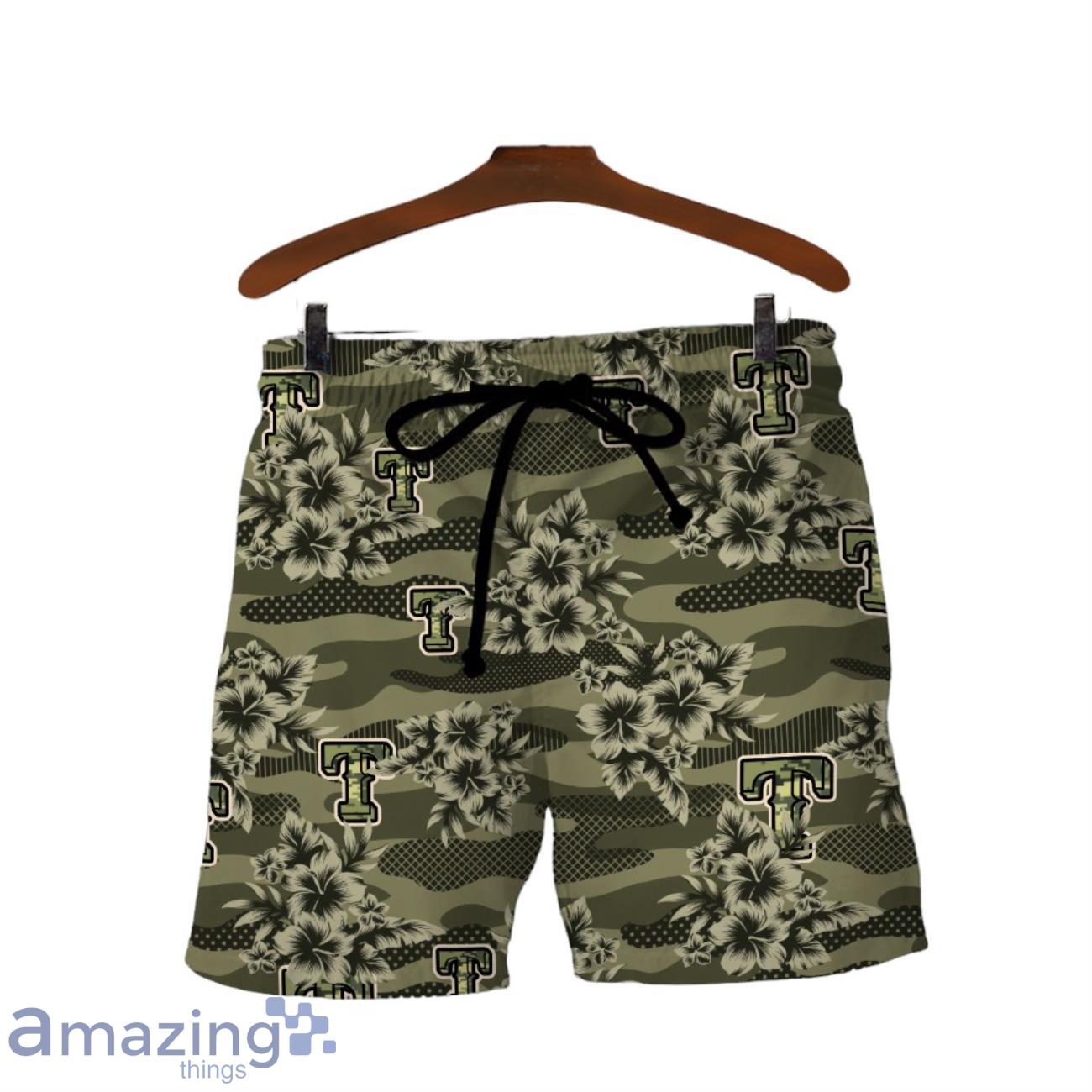 Texas Rangers Logo Camo Pattern 3D Hawaiian Shirt & Short image Texas Rangers Logo Camo Pattern 3D Hawaiian Shirt & Short Product Photo 3