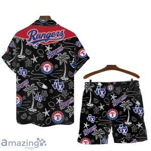 Texas Rangers MLB Logo Tropical Design Hawaiian Shirt & Short Product Photo 2