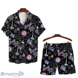 Texas Rangers MLB Logo Tropical Design Hawaiian Shirt & Short Product Photo 1