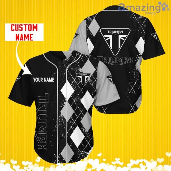 Triumph Motorcycles Sports Logo Jersey Baseball Shirt Custom Name With Diamond Brush Pattern For Men And Women Product Photo 1