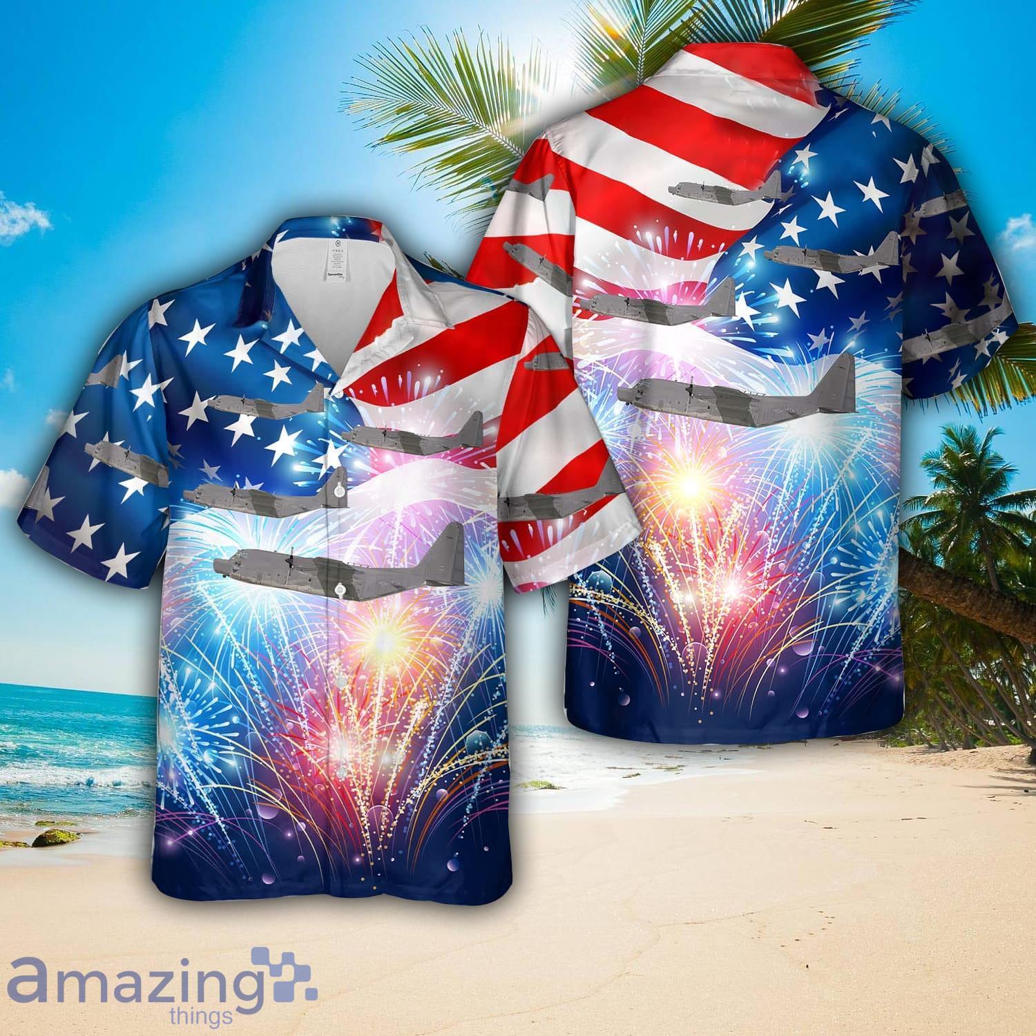 US Air Force 15th Special Operations Squadron MC 130H Combat Talon II, 4th Of July Hawaiian Shirt 3D Printed Button Shirt image US Air Force 15th Special Operations Squadron MC-130H Combat Talon II, 4th Of July Hawaiian Shirt 3D Printed Button Shirt Product Photo 1