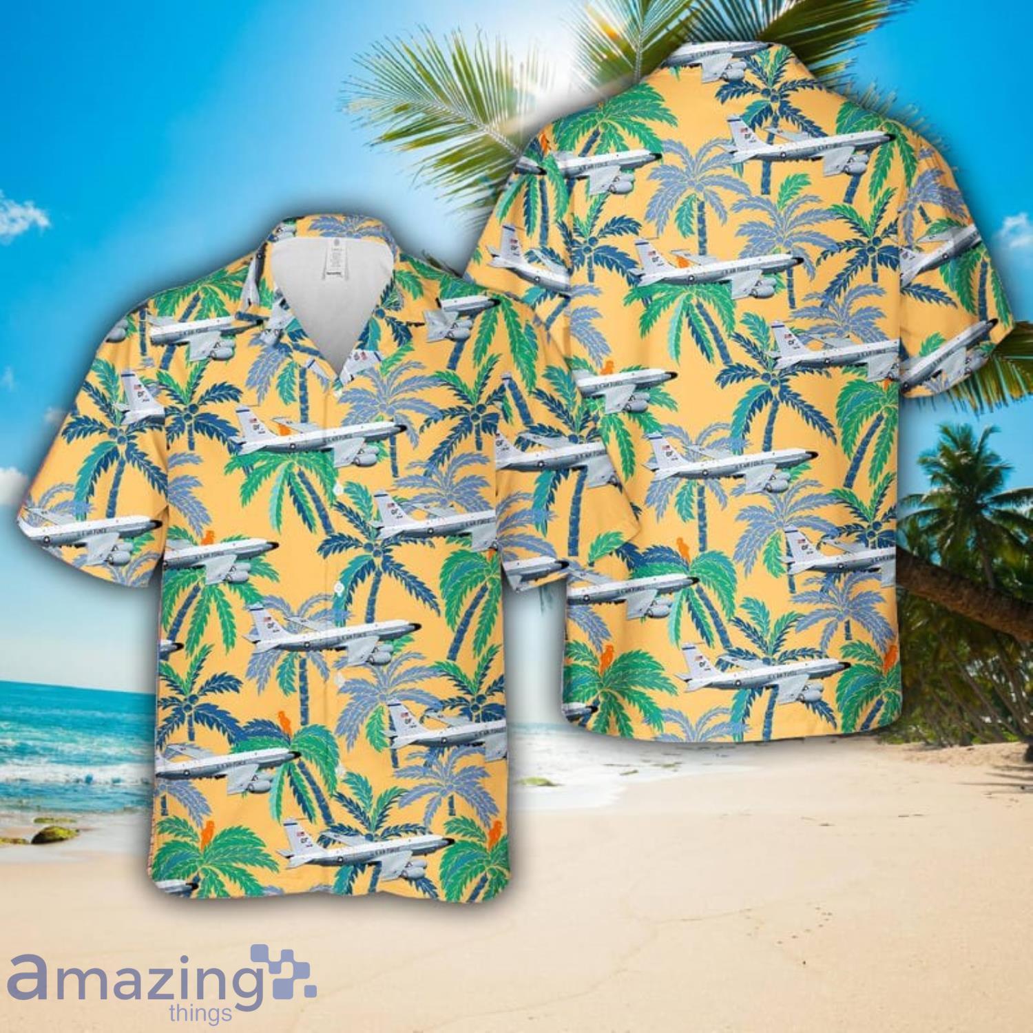 US Air Force 38th Reconnaissance Squadron Boeing RC 135V Rivet Joint Electronic Intelligence Aircraft Hawaiian Shirt 3D Printed Button Shirt image US Air Force 38th Reconnaissance Squadron Boeing RC-135V Rivet Joint Electronic Intelligence Aircraft Hawaiian Shirt 3D Printed Button Shirt Product Photo 1