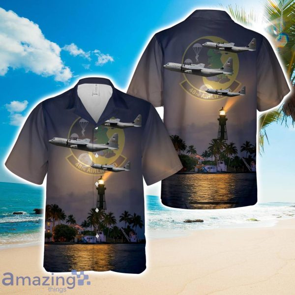 US Air Force 48th Airlift Squadron C-130J-30 Hercules Hawaiian Shirt 3D Printed Button Shirt Product Photo 1