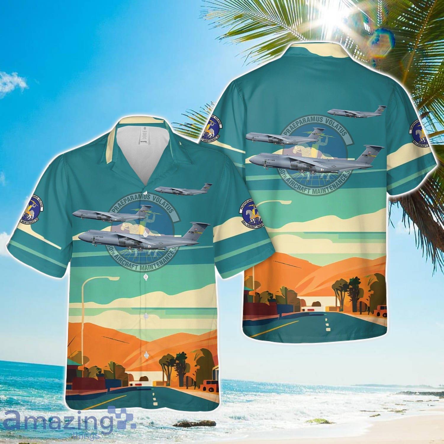 US Air Force 60th Aircraft Maintenance Squadron (60 AMXS) C 5M Super Galaxy Hawaiian Shirt 3D Printed Button Shirt image US Air Force 60th Aircraft Maintenance Squadron (60 AMXS) C-5M Super Galaxy Hawaiian Shirt 3D Printed Button Shirt Product Photo 1