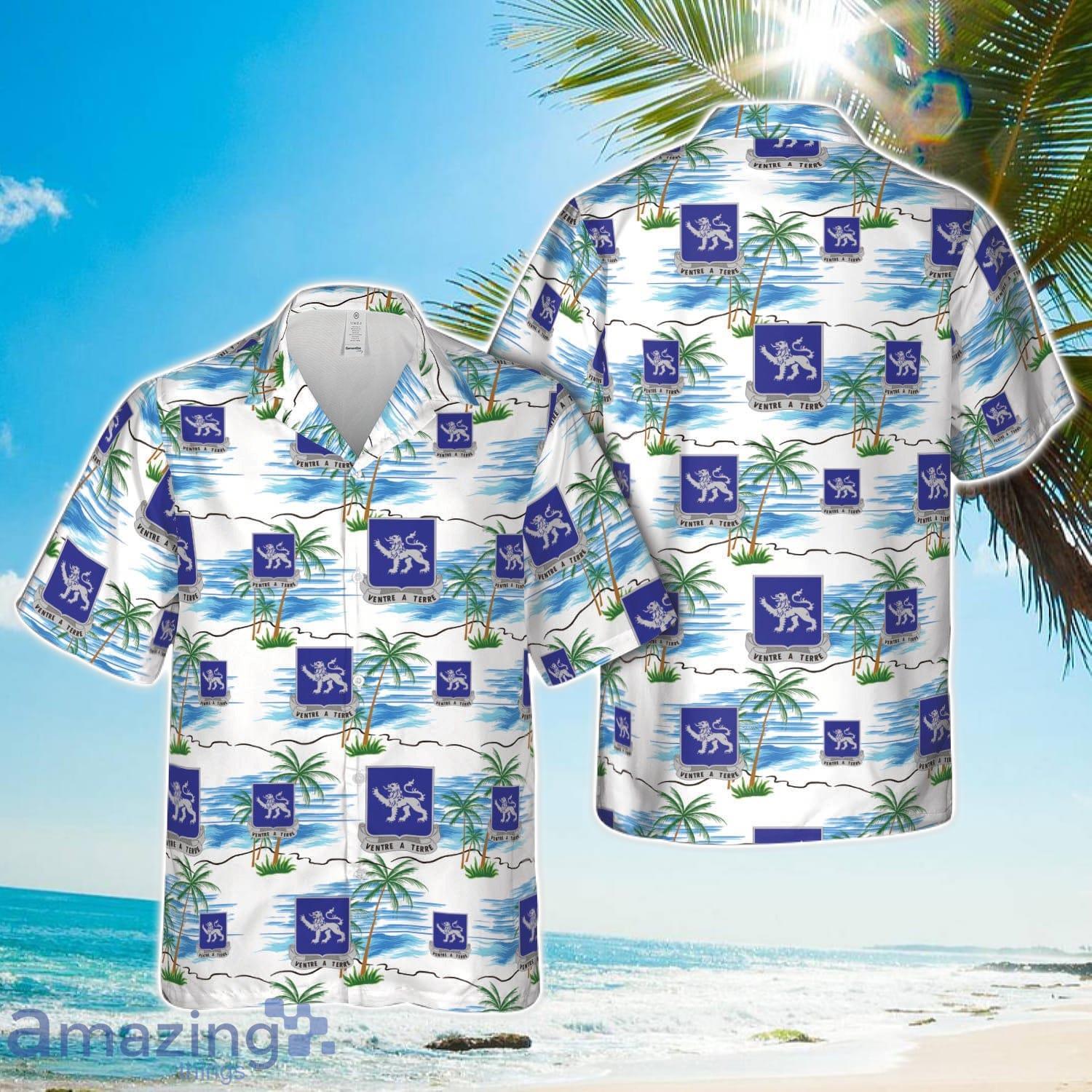 US Army 68th Armor Regiment 'Silver Lions' Hawaiian Shirt Holiday Summer Gift image US Army 68th Armor Regiment 'Silver Lions' Hawaiian Shirt Holiday Summer Gift Product Photo 1