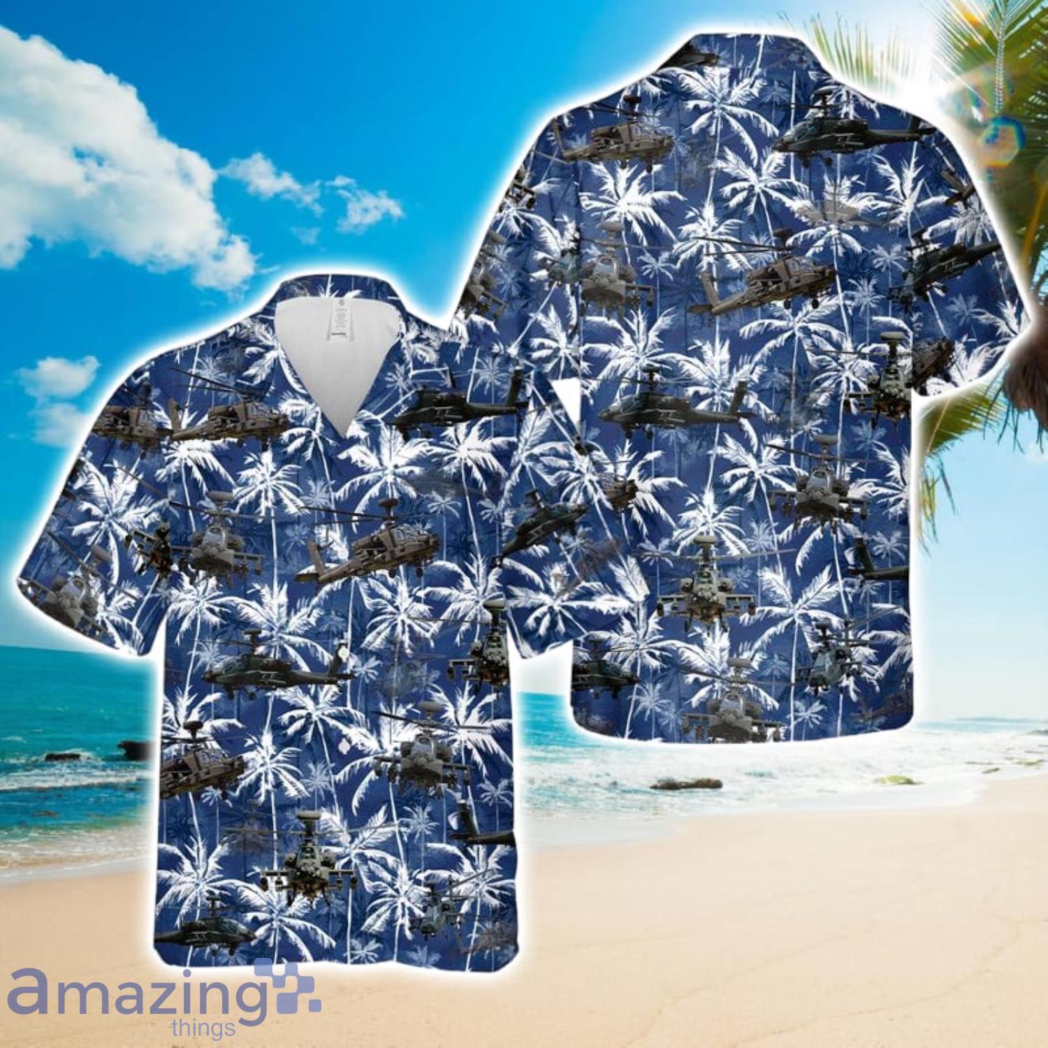 US Army Boeing AH 64 Apache Hawaiian Shirt Holiday Summer Gift image US Army Boeing AH-64 Apache Hawaiian Shirt Holiday Summer Gift Product Photo 1