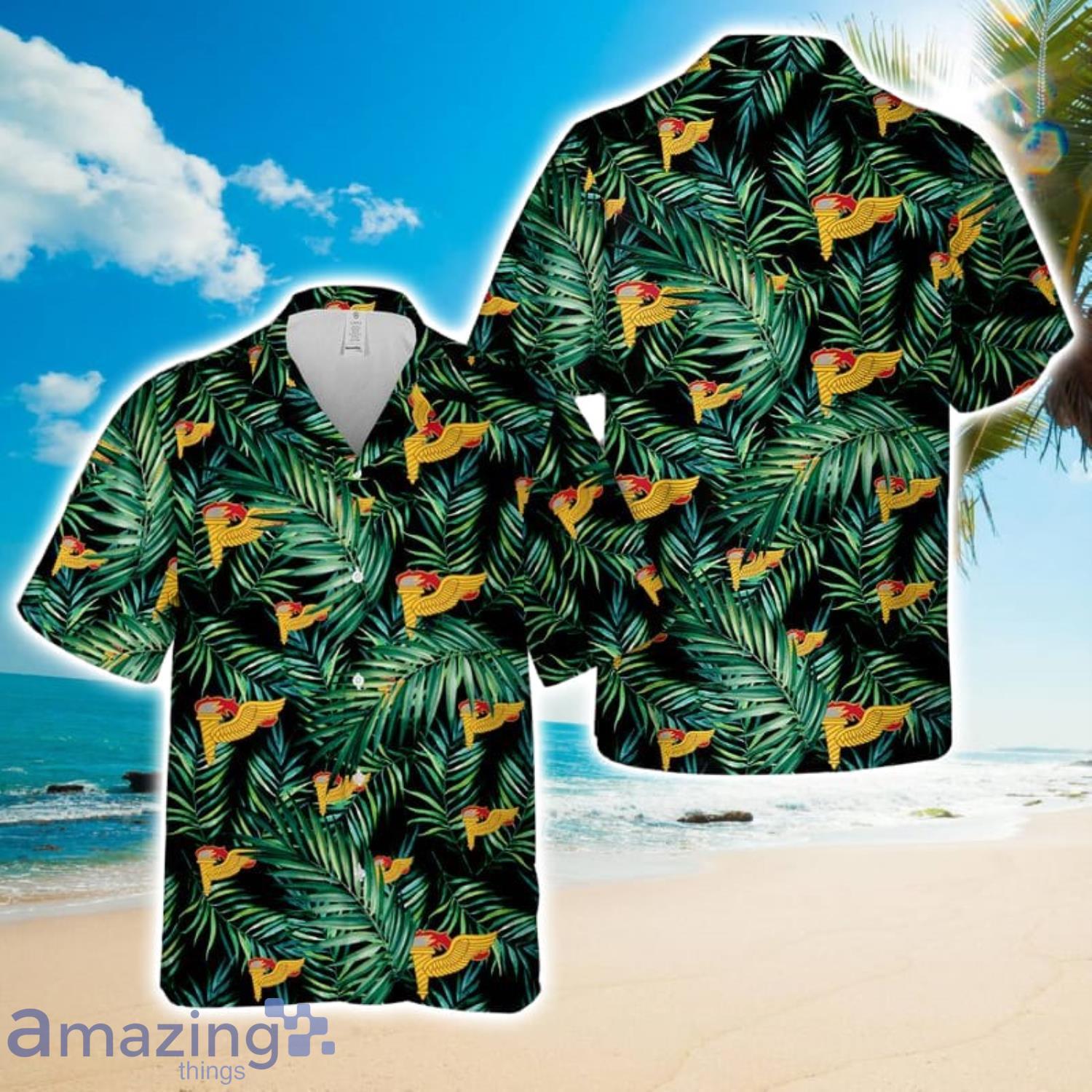 US Army Pathfinder Badge Hawaiian Shirt 3D Printed Button Shirt image US Army Pathfinder Badge Hawaiian Shirt 3D Printed Button Shirt Product Photo 1