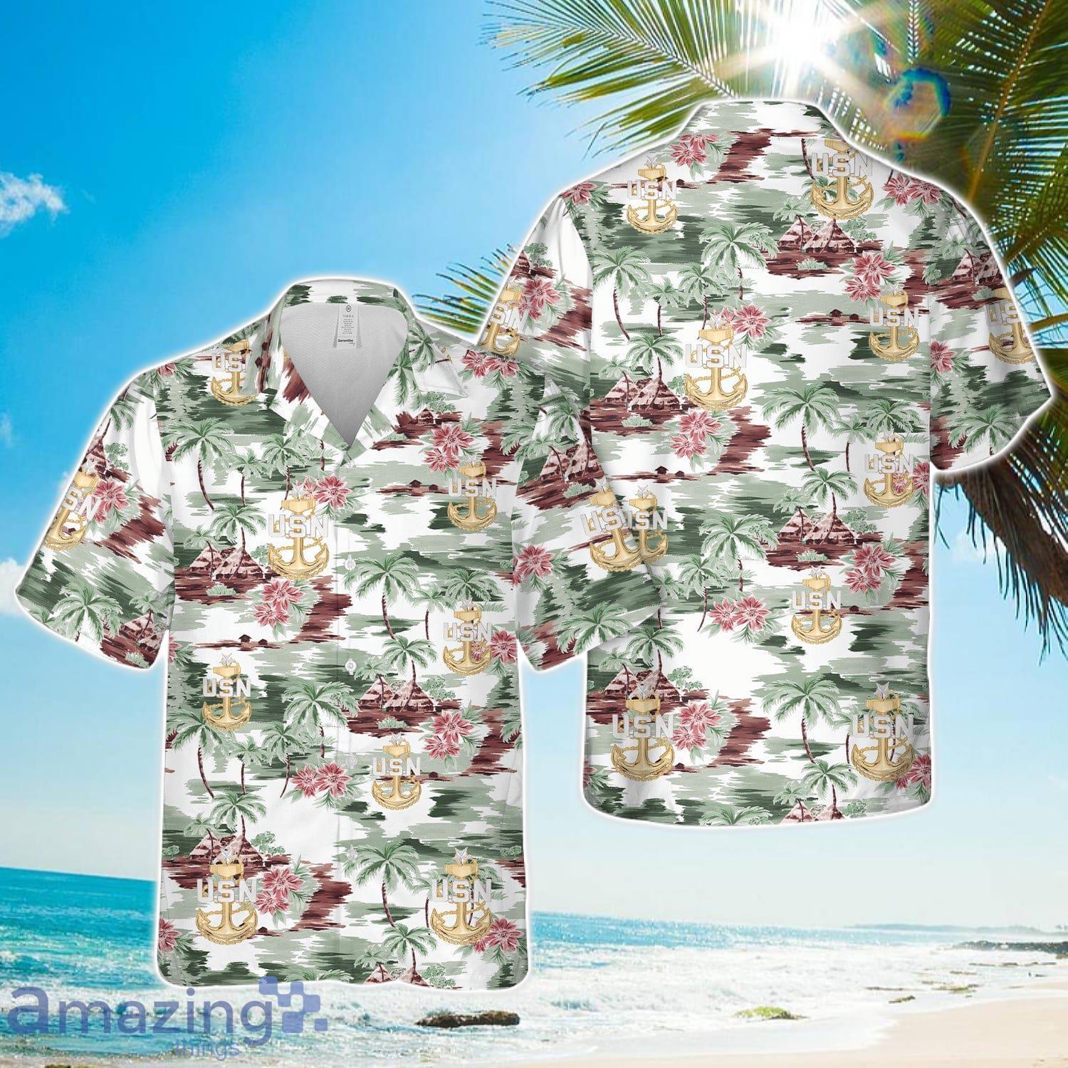 US Navy E 8 Senior Chief Petty Officer Hawaiian Shirt 3D Printed Button Shirt image US Navy E-8 Senior Chief Petty Officer Hawaiian Shirt 3D Printed Button Shirt Product Photo 1