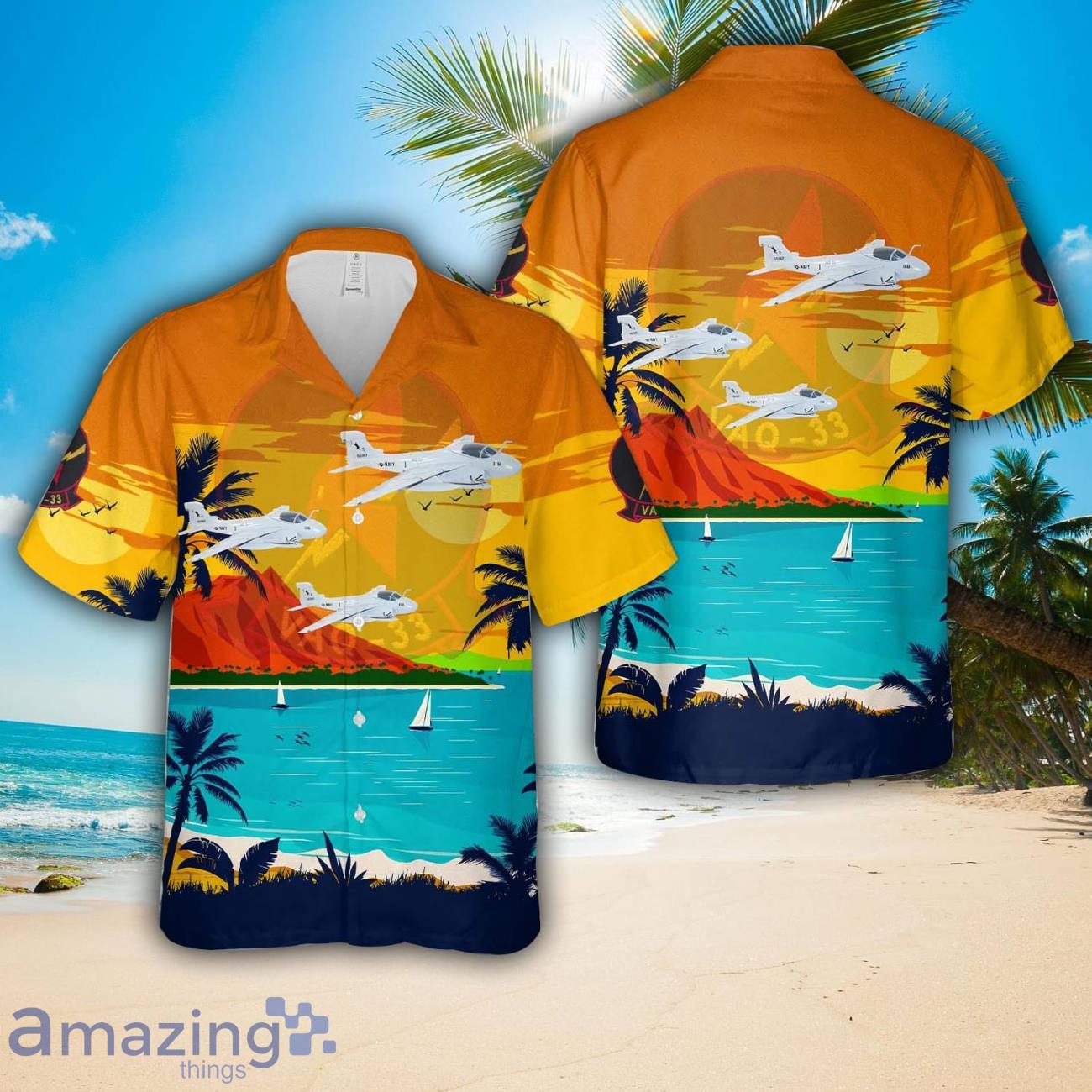 US Navy Electronic warfare squadron VAQ 33 Firebirds EA 6A Intruders All Printed 3D Hawaiian Shirt For Men Women image US Navy Electronic warfare squadron VAQ-33 Firebirds EA-6A Intruders All Printed 3D Hawaiian Shirt For Men Women Product Photo 1