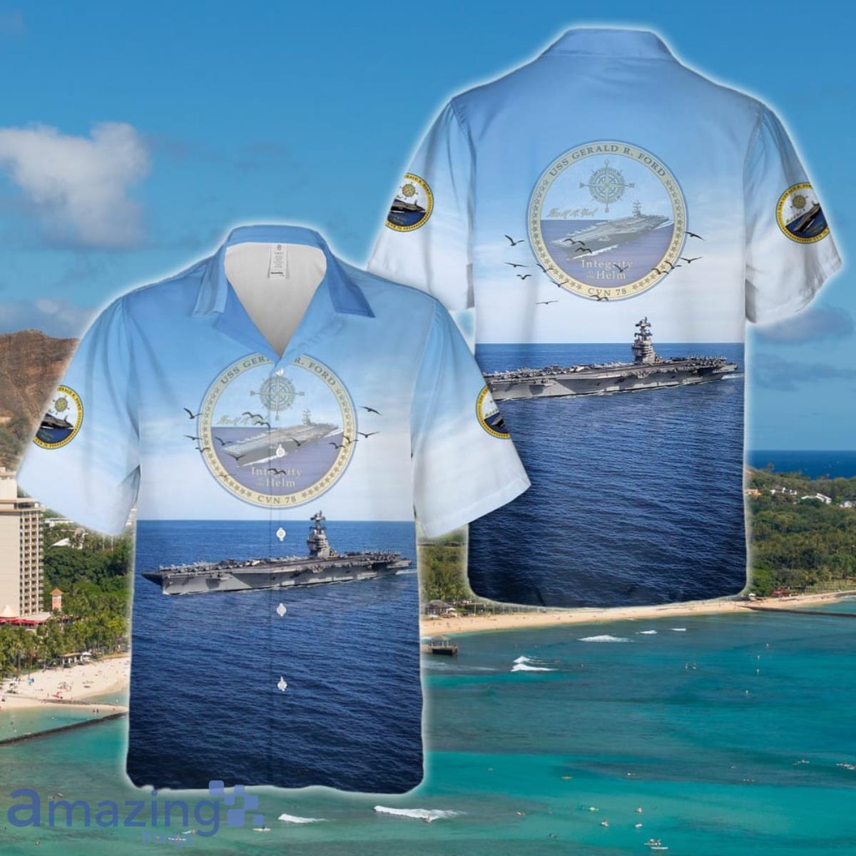 Us Navy Hawaiian Shirt, US Navy Gerald Ford Hawaiian Shirt Special Gift image Us Navy Hawaiian Shirt, US Navy Gerald Ford Hawaiian Shirt Special Gift Product Photo 1