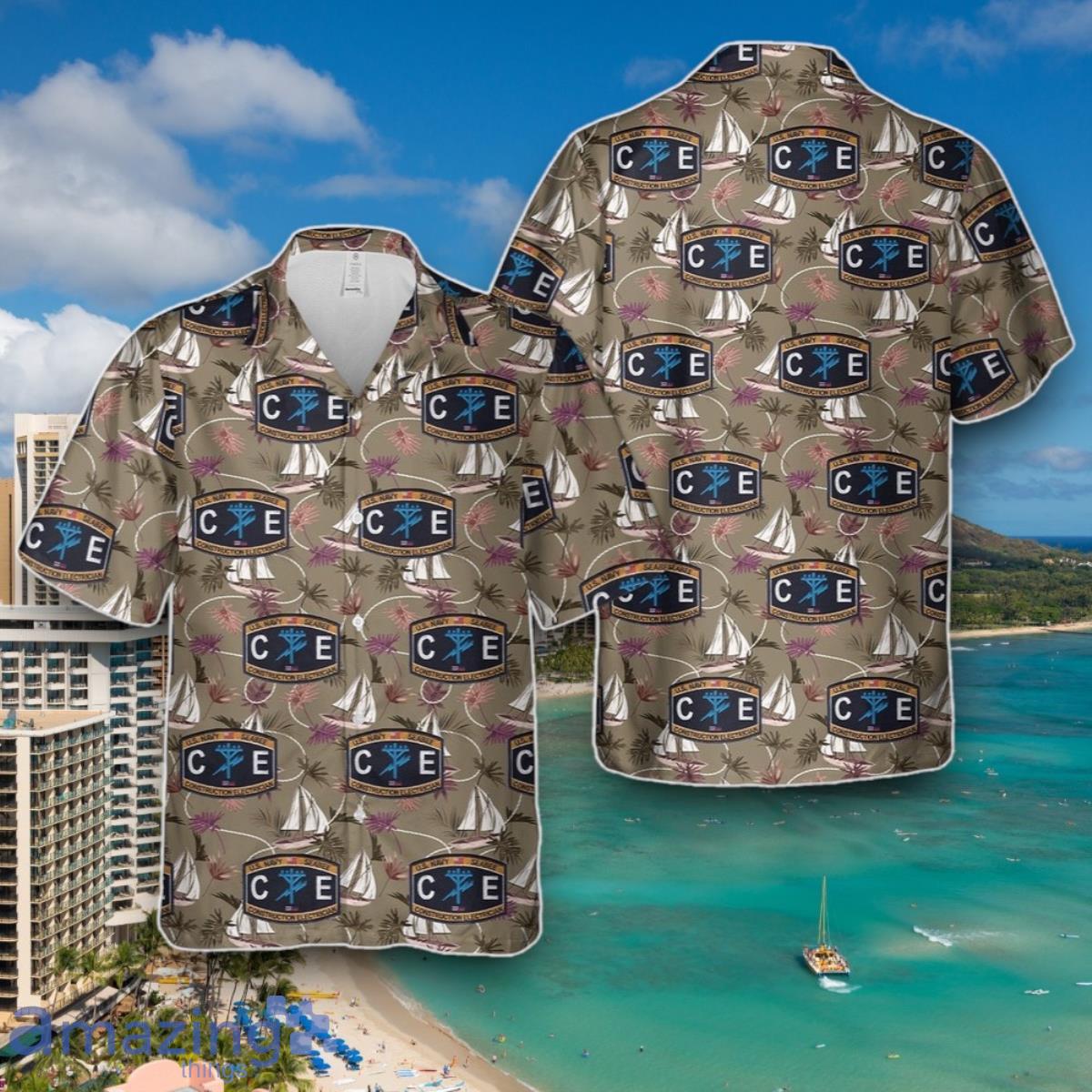 Us Navy Hawaiian Shirt, US Navy Seabee Construction Electrician Hawaiian Shirt Special Gift image Us Navy Hawaiian Shirt, US Navy Seabee Construction Electrician Hawaiian Shirt Special Gift Product Photo 1