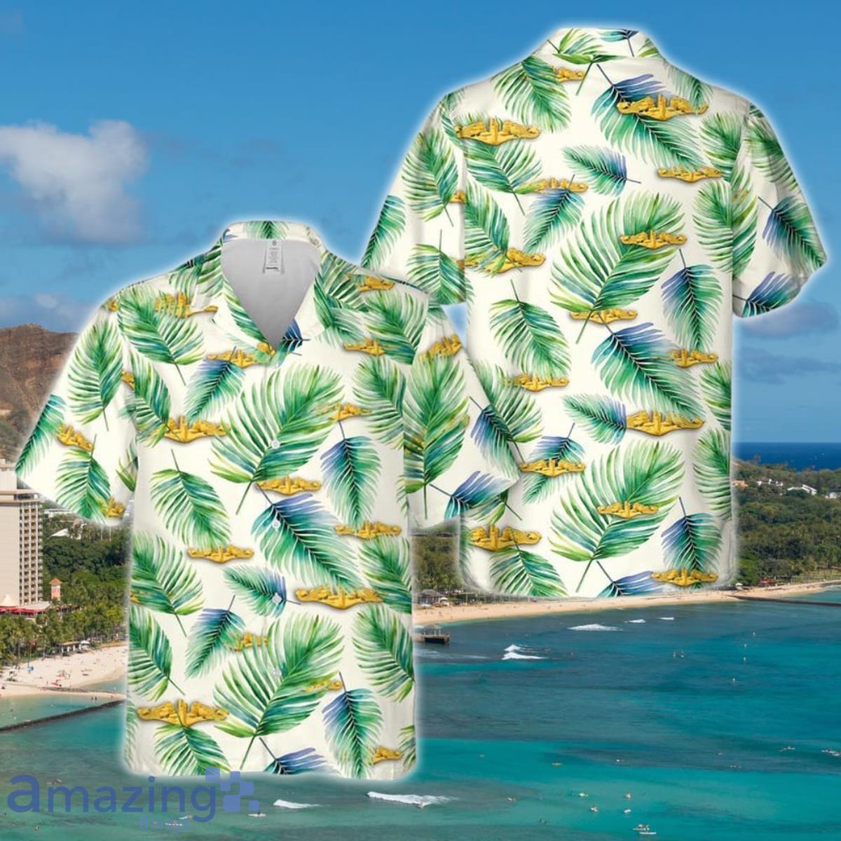 Us Navy Hawaiian Shirt, US Navy Submarine Warfare Insignia Gold Hawaiian Shirt Special Gift image Us Navy Hawaiian Shirt, US Navy Submarine Warfare Insignia Gold Hawaiian Shirt Special Gift Product Photo 1