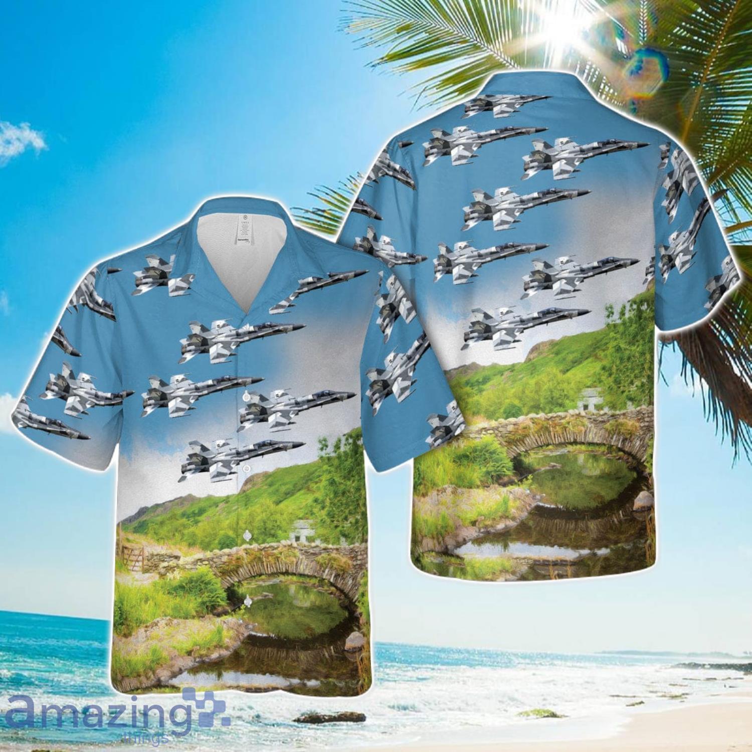 US Navy McDonnell Douglas F A 18A+ Hornet Hawaiian Shirt 3D Printed Button Shirt image US Navy McDonnell Douglas F A-18A+ Hornet Hawaiian Shirt 3D Printed Button Shirt Product Photo 1