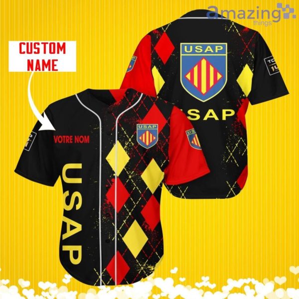 USA Perpignan Sports Logo Jersey Baseball Shirt Custom Name With Diamond Brush Pattern For Men And Women Product Photo 2