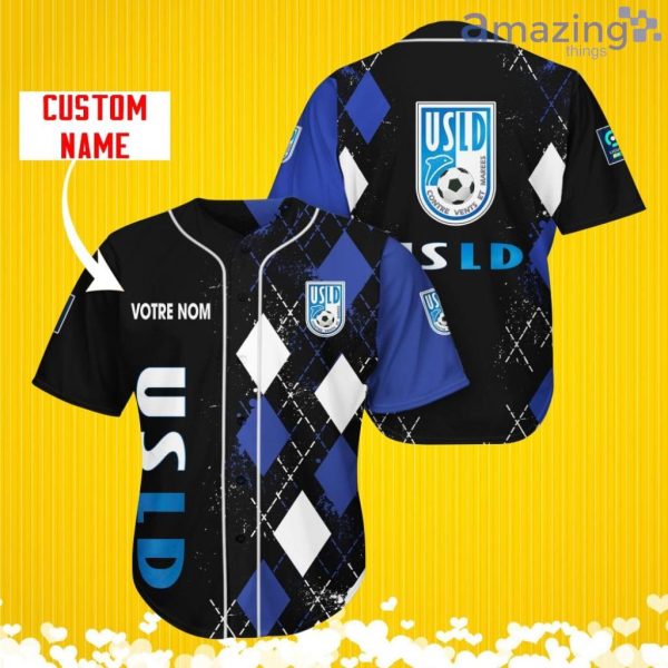 USL Dunkerque Sports Logo Jersey Baseball Shirt Custom Name With Diamond Brush Pattern For Men And Women Product Photo 1