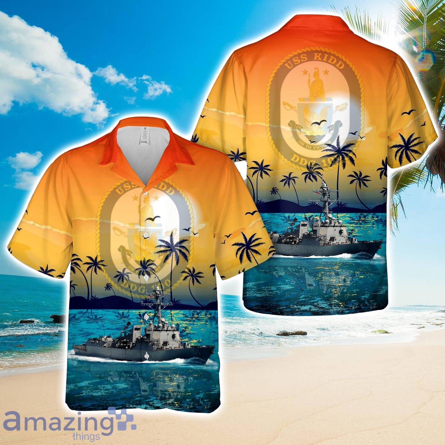 USS Kidd (DDG 100) Hawaiian Shirt Unisex For Men Women image USS Kidd (DDG-100) Hawaiian Shirt Unisex For Men Women Product Photo 1