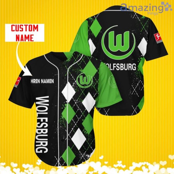 VfL Wolfsburg Sports Logo Jersey Baseball Shirt Custom Name With Diamond Brush Pattern For Men And Women Product Photo 1