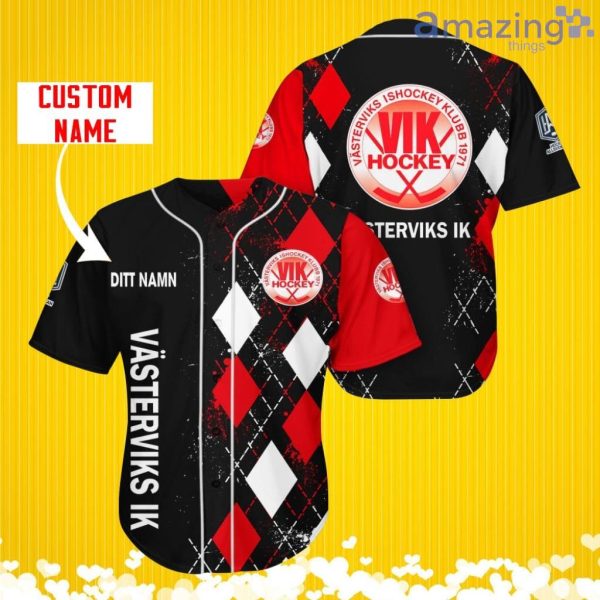 Västerviks IK Sports Logo Jersey Baseball Shirt Custom Name With Diamond Brush Pattern For Men And Women Product Photo 1