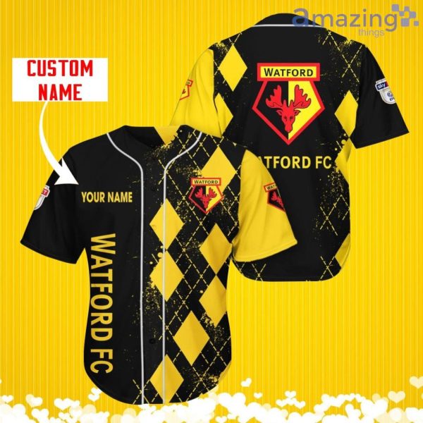 Watford Sports Logo Jersey Baseball Shirt Custom Name With Diamond Brush Pattern For Men And Women Product Photo 1
