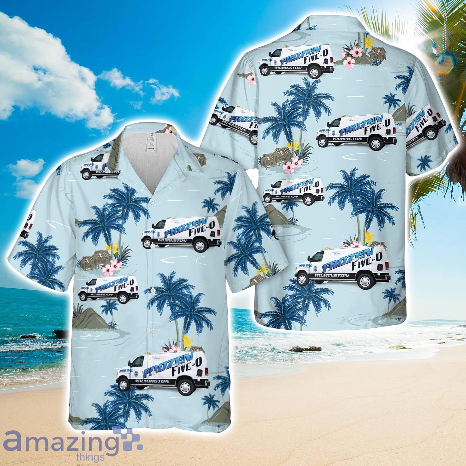 Wilmington, NC Police Department, ice cream truck Frozen Five O Hawaiian Shirt Unisex For Men Women image Wilmington, NC Police Department, ice cream truck Frozen Five-O Hawaiian Shirt Unisex For Men Women Product Photo 1