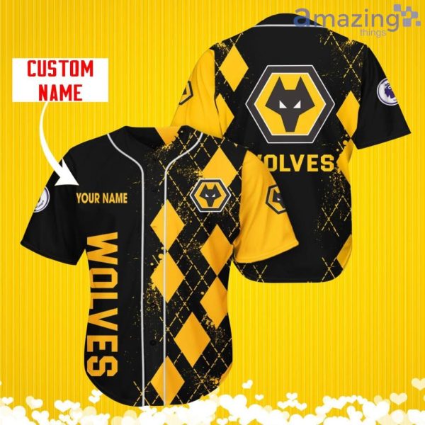 Wolverhampton Wanderers F.C Sports Logo Jersey Baseball Shirt Custom Name With Diamond Brush Pattern For Men And Women Product Photo 1