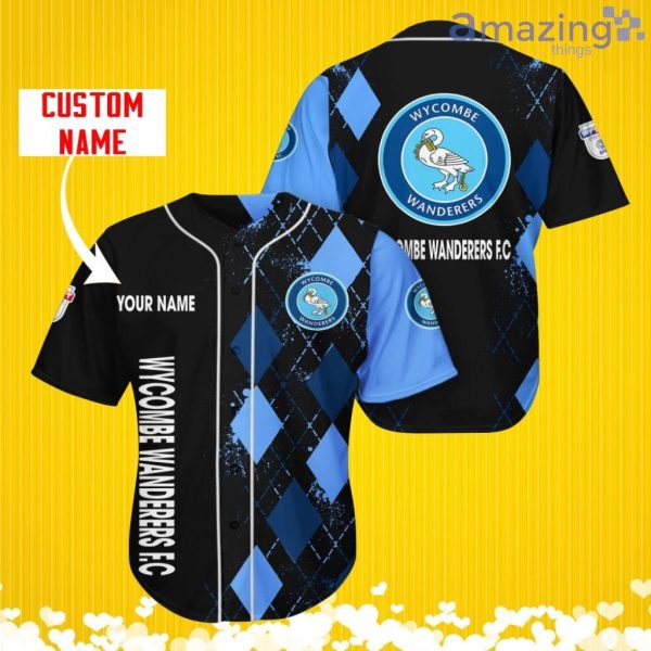 Wycombe Wanderers F.C Sports Logo Jersey Baseball Shirt Custom Name With Diamond Brush Pattern For Men And Women Product Photo 1