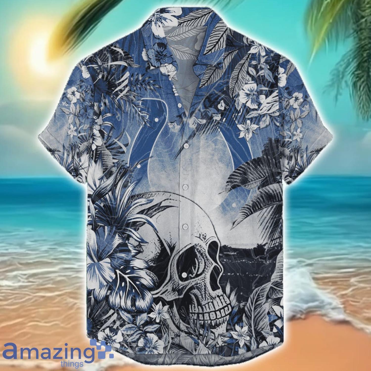 Indianapolis Colts Tropical Skull Halloween 3D Hawaiian Shirt For Men Women NFL Fans Indianapolis Colts Tropical Skull Halloween 3D Hawaiian Shirt For Men Women NFL Fans Product Photo 1