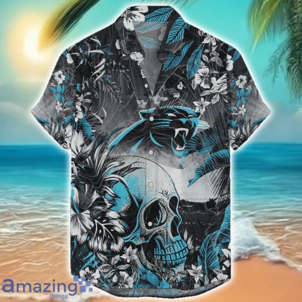 Carolina Panthers Tropical Skull Halloween 3D Hawaiian Shirt For Men Women NFL Fans Product Photo 1