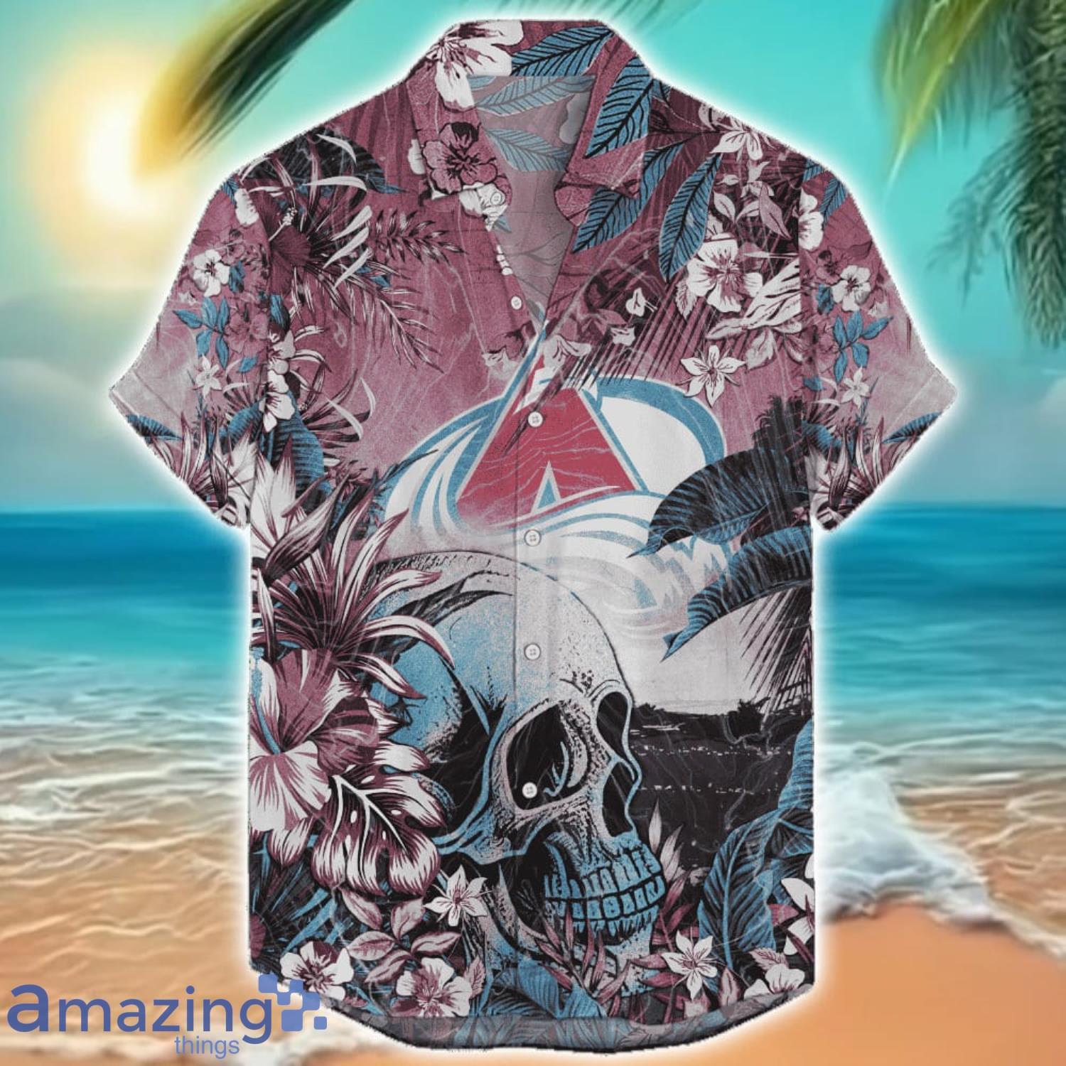 Colorado Avalanche Tropical Skull Halloween 3D Hawaiian Shirt For Men Women NHL Fans Colorado Avalanche Tropical Skull Halloween 3D Hawaiian Shirt For Men Women NHL Fans Product Photo 1