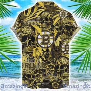 Boston Bruins Flower and Skull Hawaiian Shirt NHL Team Halloween Shirt image Boston Bruins Flower and Skull Hawaiian Shirt NHL Team Halloween Shirt Product Photo 2