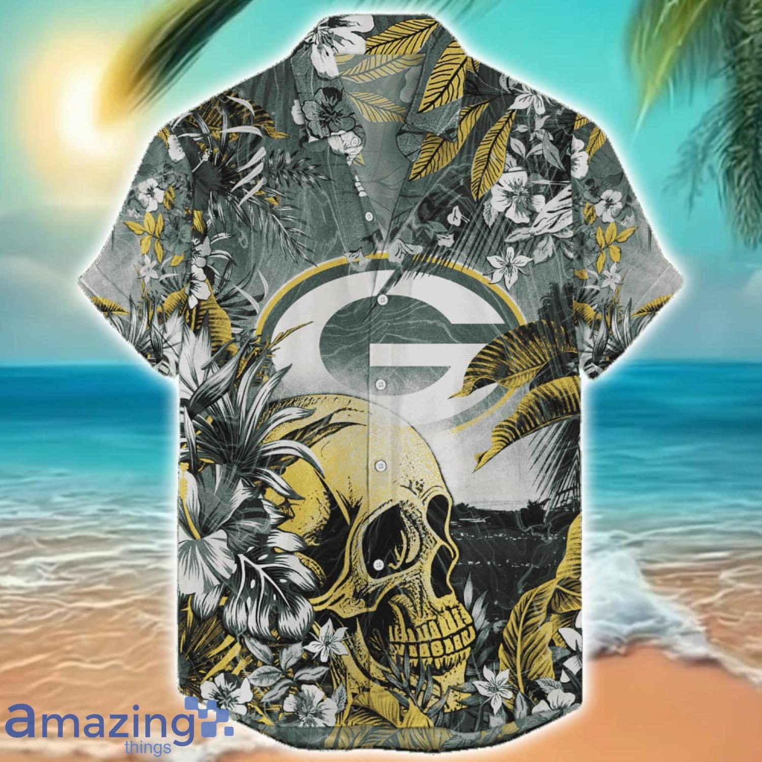 Green Bay Packers Tropical Skull Halloween 3D Hawaiian Shirt For Men Women NFL Fans Green Bay Packers Tropical Skull Halloween 3D Hawaiian Shirt For Men Women NFL Fans Product Photo 1