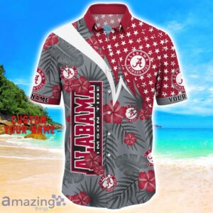 Alabama Crimson Tide Star Tropical Flower 3D Printed Hawaiian Shirt Personalized Name image Alabama Crimson Tide Star Tropical Flower 3D Printed Hawaiian Shirt Personalized Name Product Photo 2