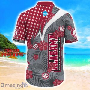 Alabama Crimson Tide Star Tropical Flower 3D Printed Hawaiian Shirt Personalized Name image Alabama Crimson Tide Star Tropical Flower 3D Printed Hawaiian Shirt Personalized Name Product Photo 3