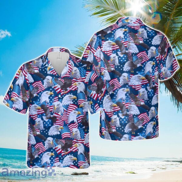 American Bald Eagle USA Flag Hawaiian Shirt Product Photo 1