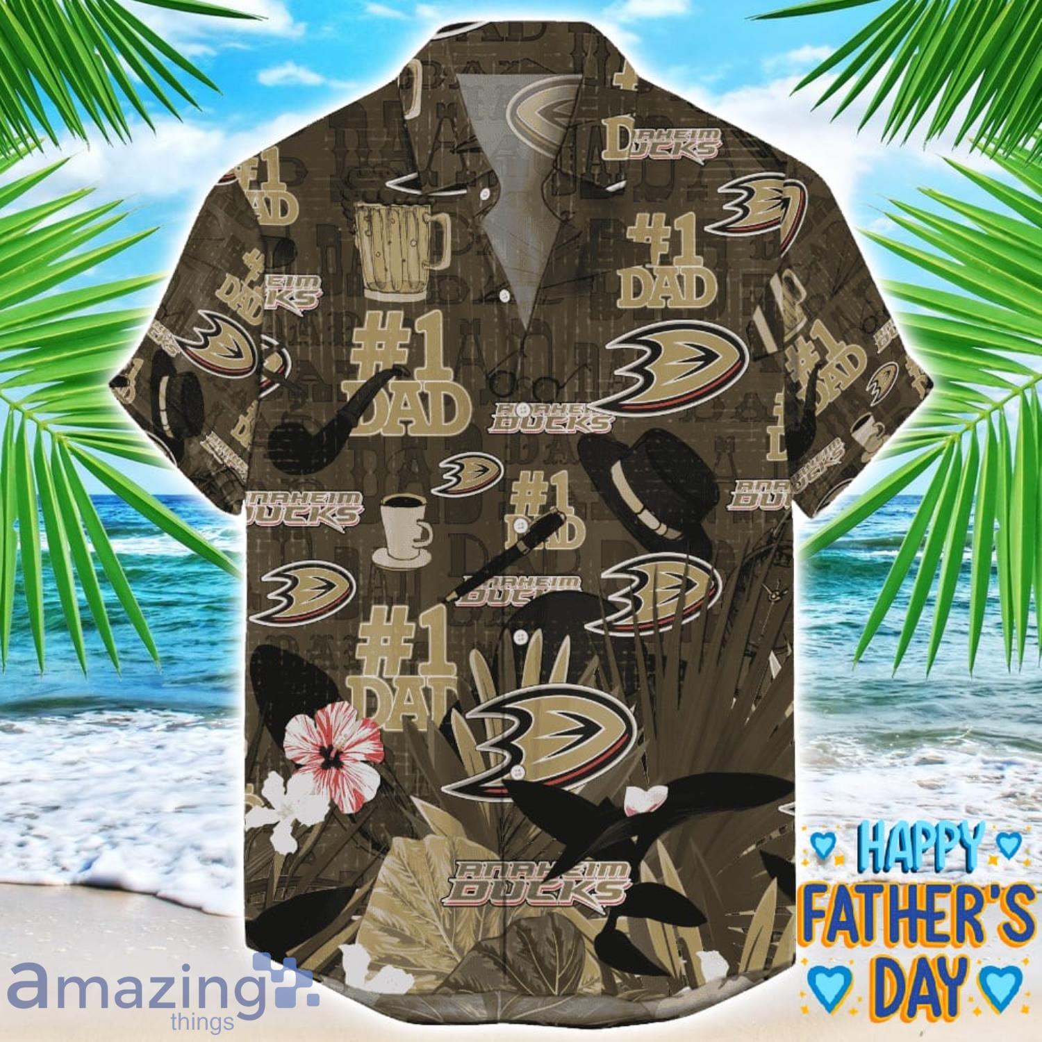 Anaheim Ducks Coffee Hat and Logo Pattern Hawaiian Shirt Father’s Day Gift NHL Team image Anaheim Ducks Coffee Hat and Logo Pattern Hawaiian Shirt Father’s Day Gift NHL Team Product Photo 1