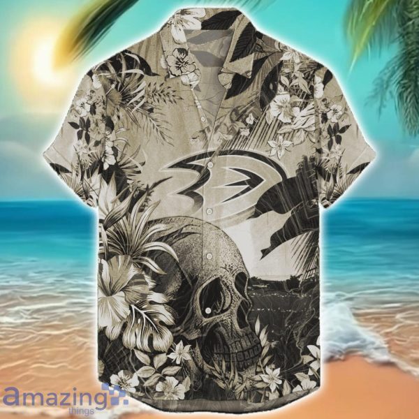 Anaheim Ducks Tropical Skull Halloween 3D Hawaiian Shirt For Men Women NHL Fans Product Photo 1