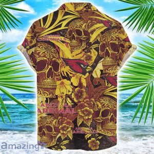 Arizona Cardinals Flower and Skull Hawaiian Shirt NFL Team Halloween Shirt Product Photo 2