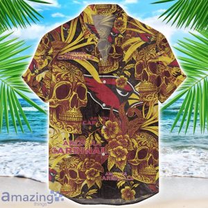 Arizona Cardinals Flower and Skull Hawaiian Shirt NFL Team Halloween Shirt Product Photo 1