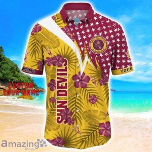 Arizona State Sun Devils Star Tropical Flower 3D Printed Hawaiian Shirt Personalized Name image Arizona State Sun Devils Star Tropical Flower 3D Printed Hawaiian Shirt Personalized Name Product Photo 2