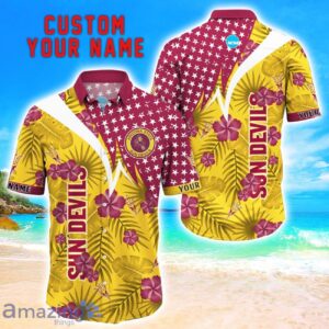 Arizona State Sun Devils Star Tropical Flower 3D Printed Hawaiian Shirt Personalized Name Product Photo 1