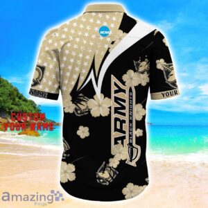 Army Black Knights Star Tropical Flower 3D Printed Hawaiian Shirt Personalized Name Product Photo 3