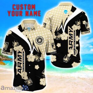 Army Black Knights Star Tropical Flower 3D Printed Hawaiian Shirt Personalized Name Product Photo 1