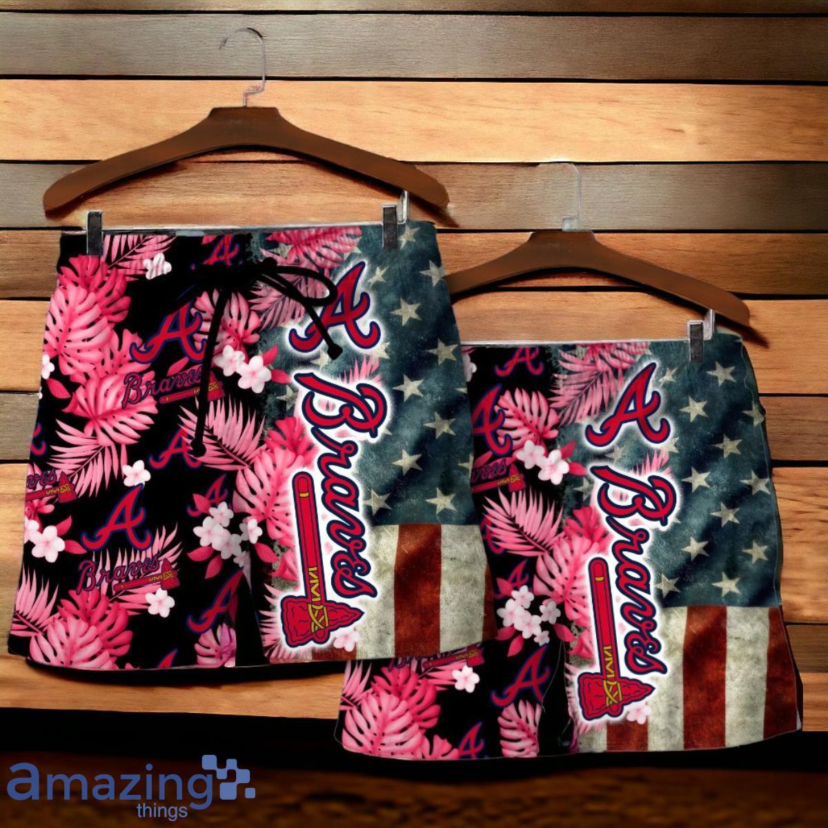 Atlanta Braves MLB US Flag Summer Tropical Hawaiian Shirt And Short image Atlanta Braves MLB US Flag Summer Tropical Hawaiian Shirt And Short Product Photo 4