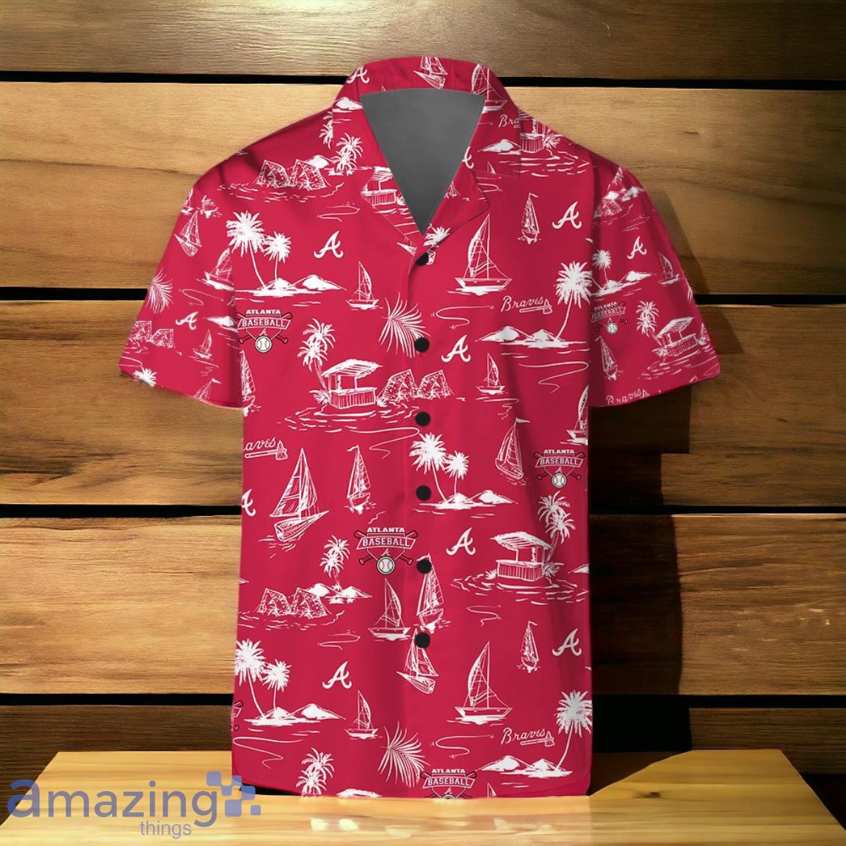 Atlanta Braves Team Logo Beach Vibes Pattern Hawaiian Shirt And Short image Atlanta Braves Team Logo Beach Vibes Pattern Hawaiian Shirt And Short Product Photo 2