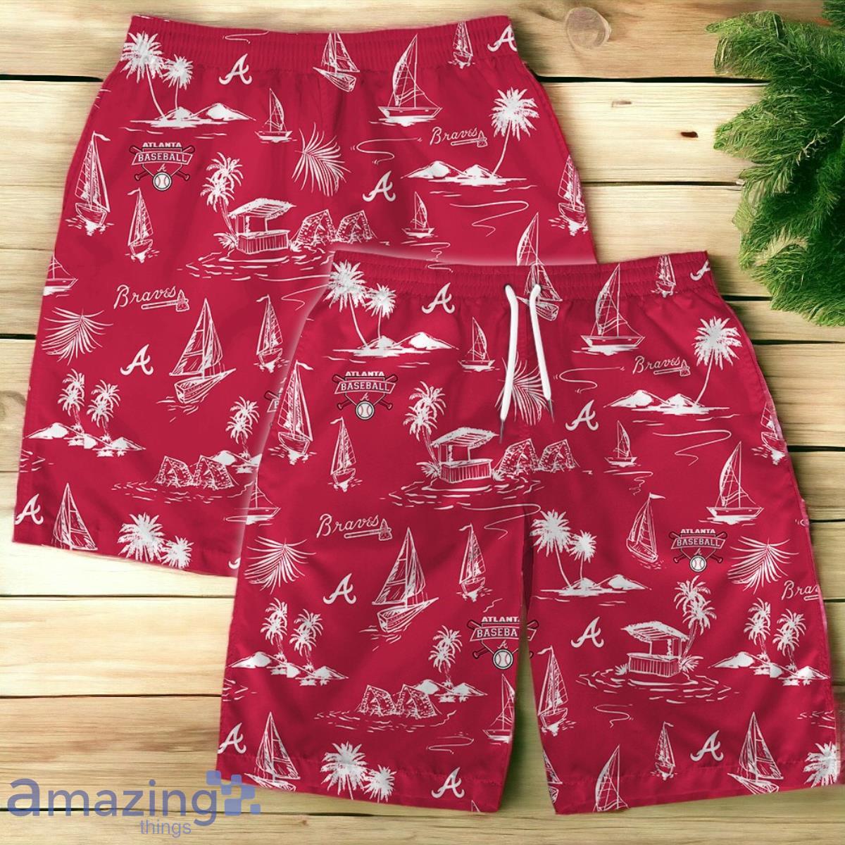 Atlanta Braves Team Logo Beach Vibes Pattern Hawaiian Shirt And Short image Atlanta Braves Team Logo Beach Vibes Pattern Hawaiian Shirt And Short Product Photo 4