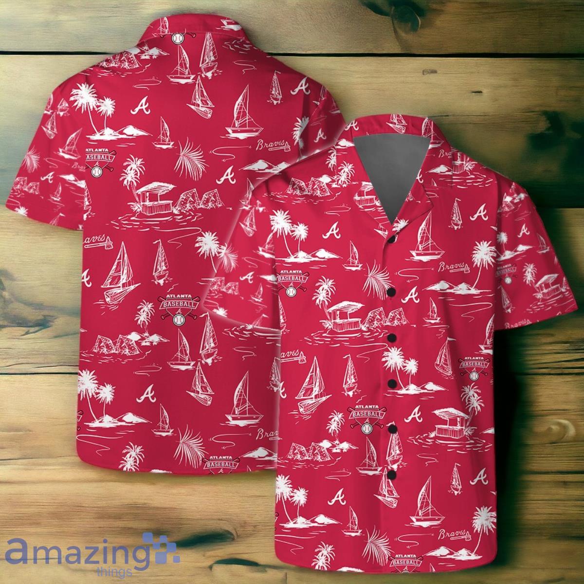Atlanta Braves Team Logo Beach Vibes Pattern Hawaiian Shirt And Short image Atlanta Braves Team Logo Beach Vibes Pattern Hawaiian Shirt And Short Product Photo 1