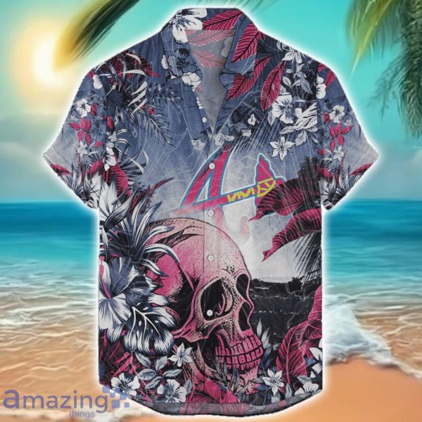 Atlanta Braves Tropical Skull Halloween 3D Hawaiian Shirt For Men Women MLB Fans Product Photo 1