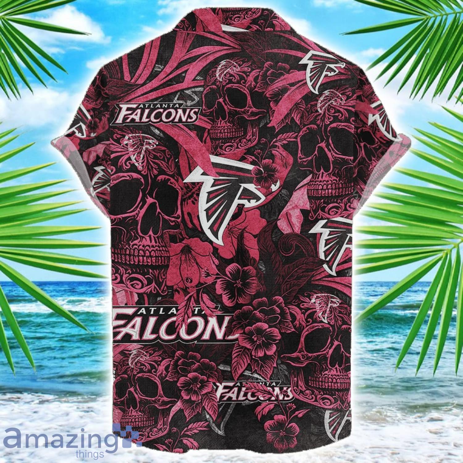 Atlanta Falcons Flower and Skull Hawaiian Shirt NFL Team Halloween Shirt image Atlanta Falcons Flower and Skull Hawaiian Shirt NFL Team Halloween Shirt Product Photo 2