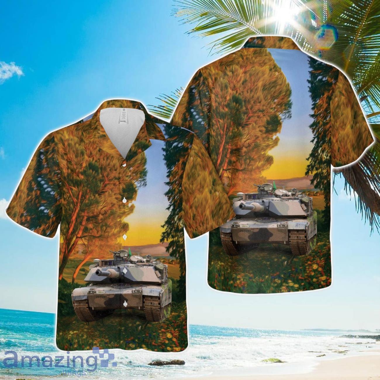 Australian Army M1A1 Abrams tank 1st Armoured RegimentBeach Gift Hawaiian Shirt image Australian Army M1A1 Abrams tank 1st Armoured RegimentBeach Gift Hawaiian Shirt Product Photo 1